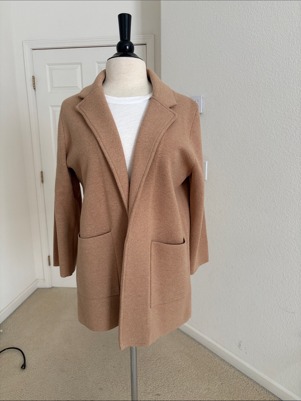 J. Crew Camel Open-Front Sweater Coat
